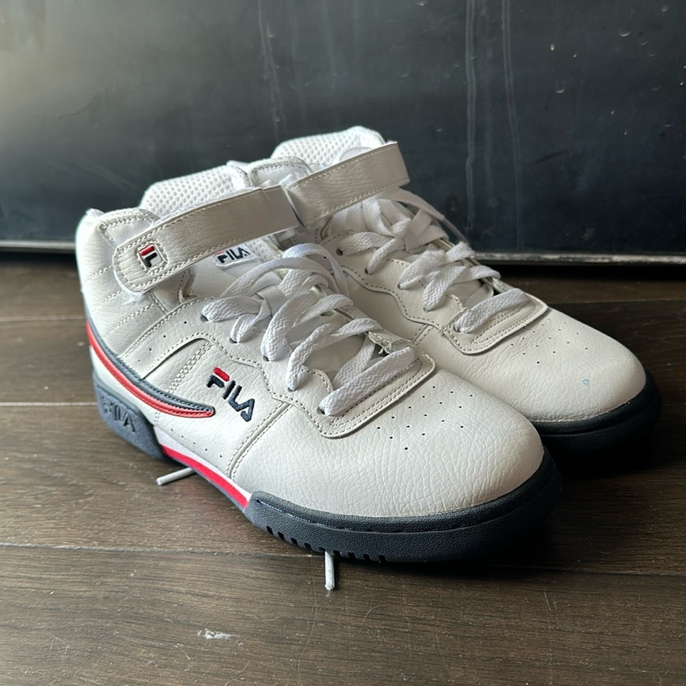 Filas sneakers! All white with red and navy black